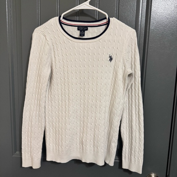 U.S. Polo Assn. White Cable Knit Sweater - Picture 1 of 8